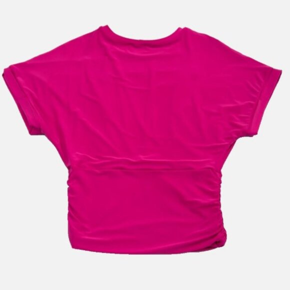 Cynthia Steffe Bright Fuschia Ruched Dolman Short Sleeve Womens Top Size Small - Picture 6 of 7